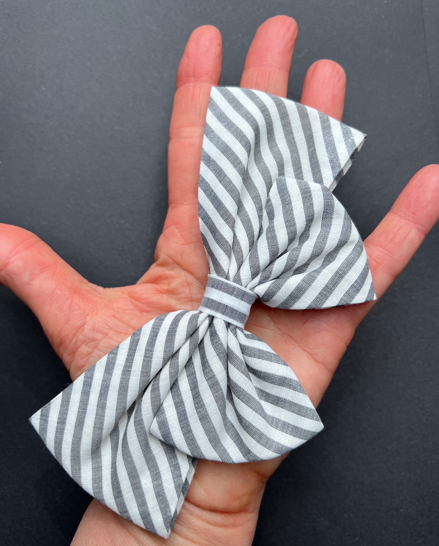 1960s Black & White Stripes Oversized Hair Bow