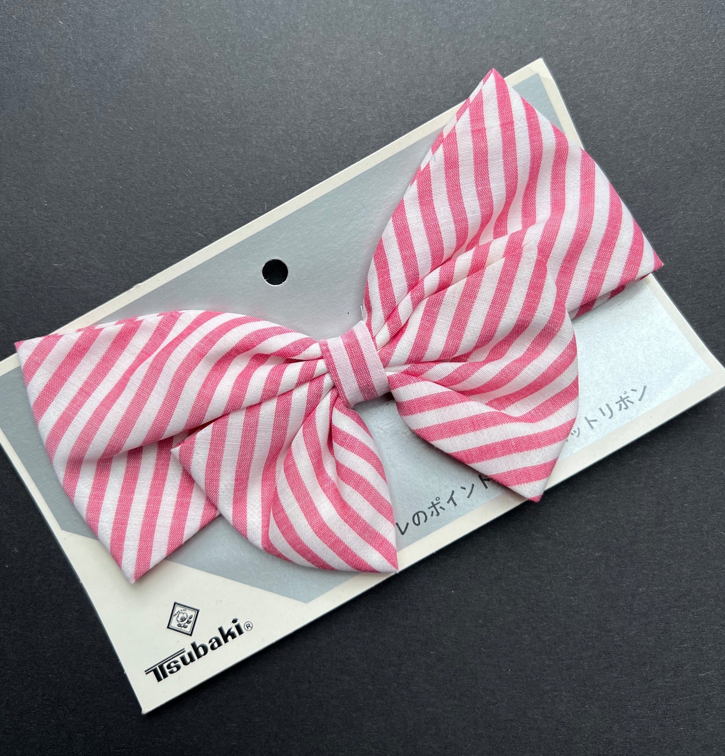 1960s Pink & White Stripes Oversized Hair Bow