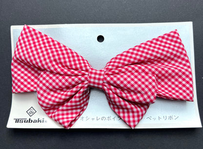 Red & White Gingham 1960s Oversized Hair Bow