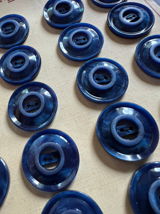 Cloudy Ink Blue Dome Shaped Vintage 2.2cm  Buttons - 6 or 24