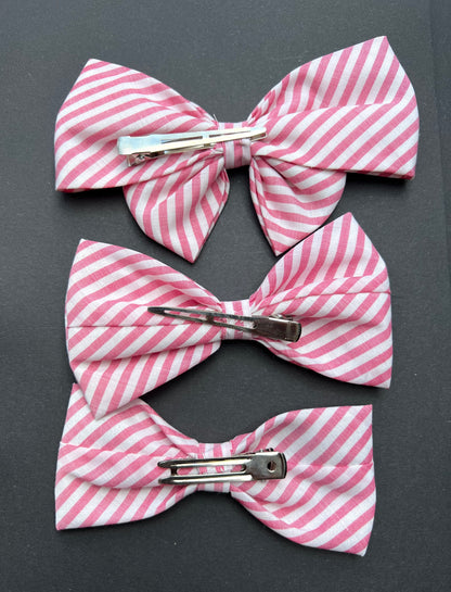 1960s Pink & White Stripes Oversized Hair Bow