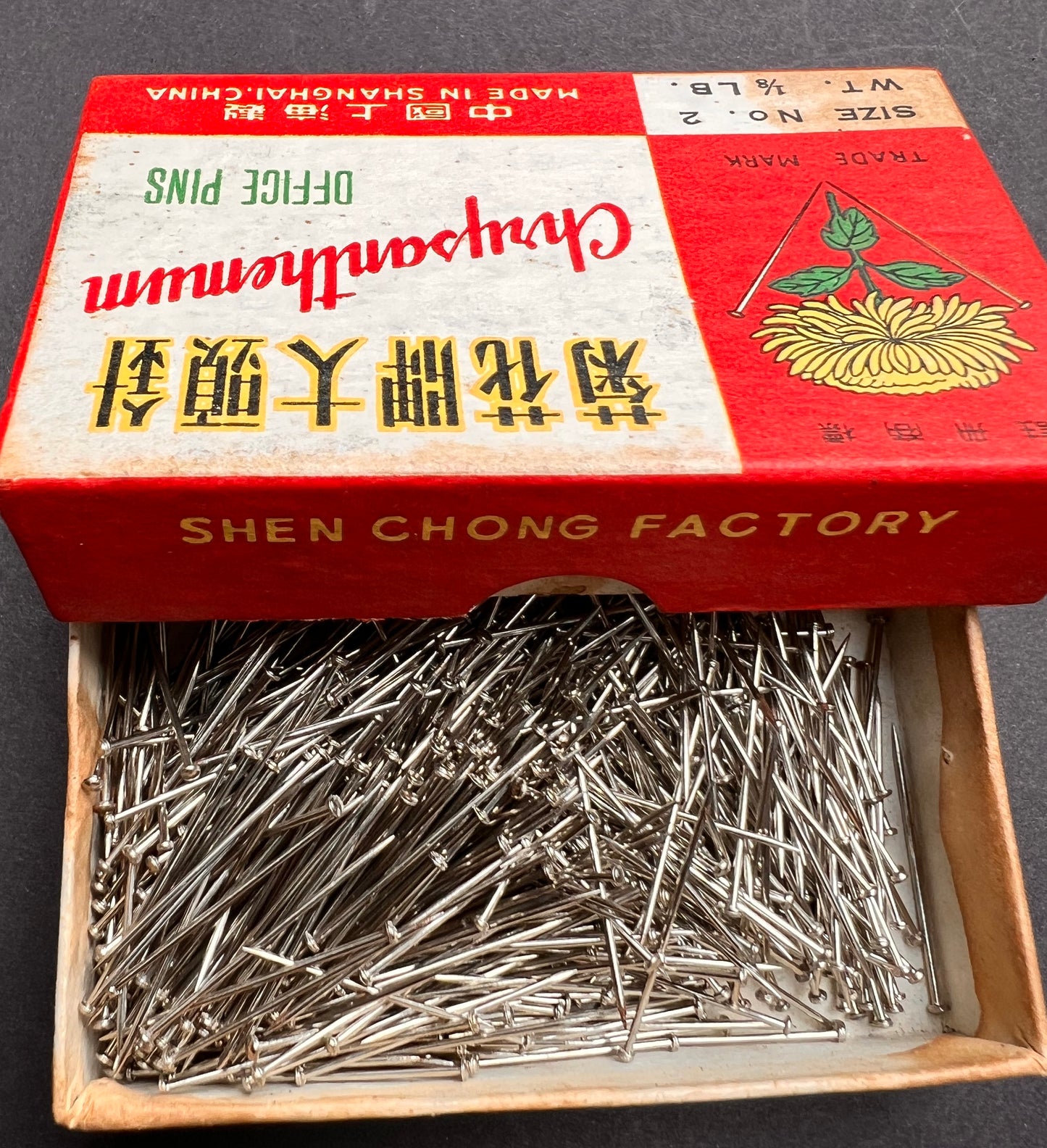 Vintage Box of Chrysanthemum Office Pins