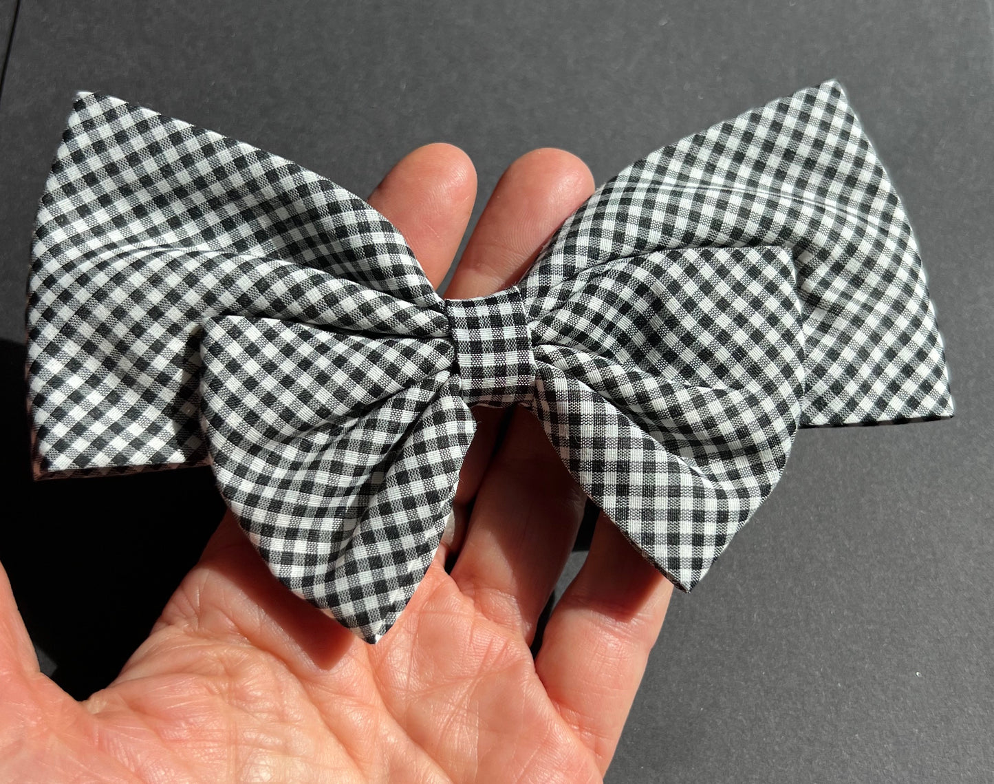 Black & White Gingham 1960s Oversized Hair Bow