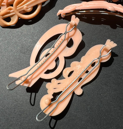 20 Vintage Crepe Pink Hair Clips (All Seconds)