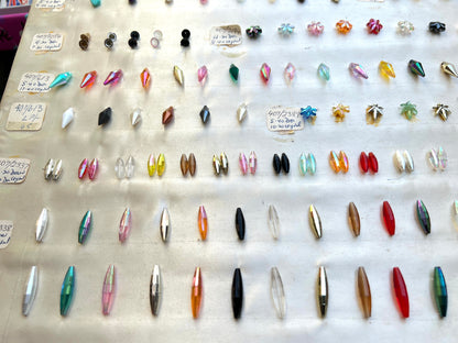 Vintage Sample Sheet of Assorted Colours + Shapes of Plastic Beads (5)