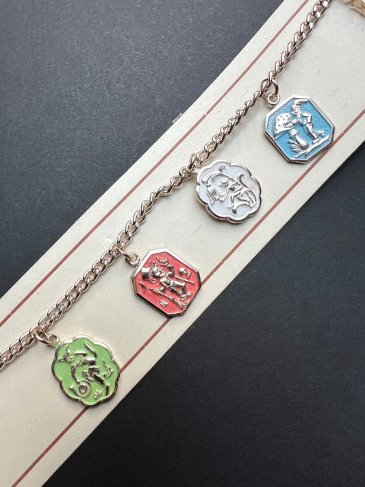 Happy Dancing Characters Vintage Bracelet on Original Card