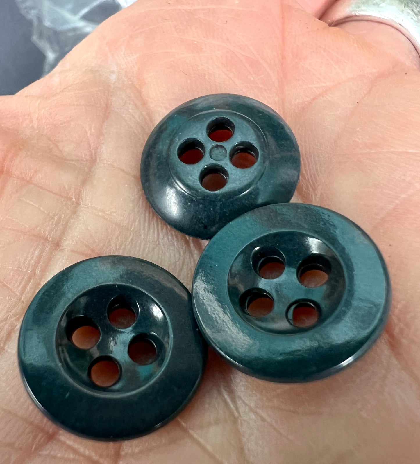 Wholesale 200 or 150 Dark Teal 1.5cm Satisfying Vintage Buttons