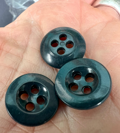 Wholesale 200 or 150 Dark Teal 1.5cm Satisfying Vintage Buttons