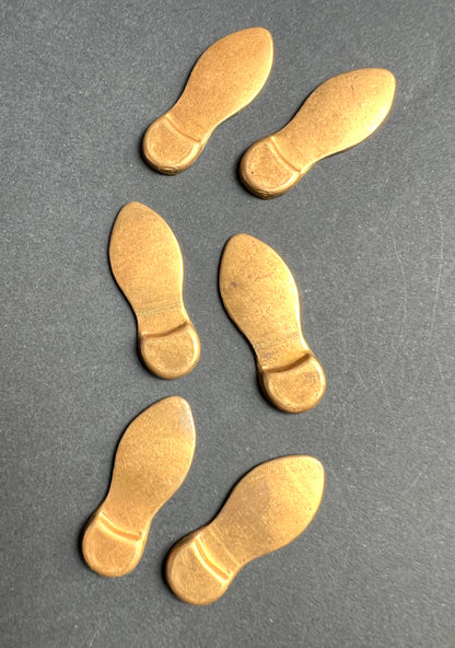 6 Vintage French Brass Shoe Sole Stampings