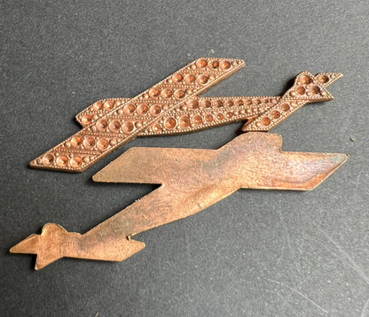 8 Vintage French Brass  Aeroplane Blanks for Jewellery etc