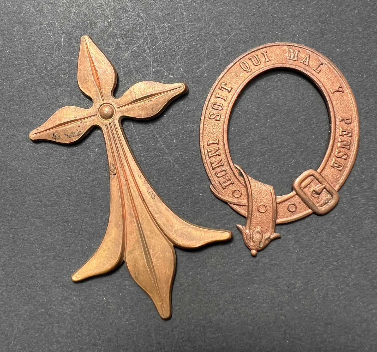 8 Vintage French Brass Stampings  in Assorted Shapes.