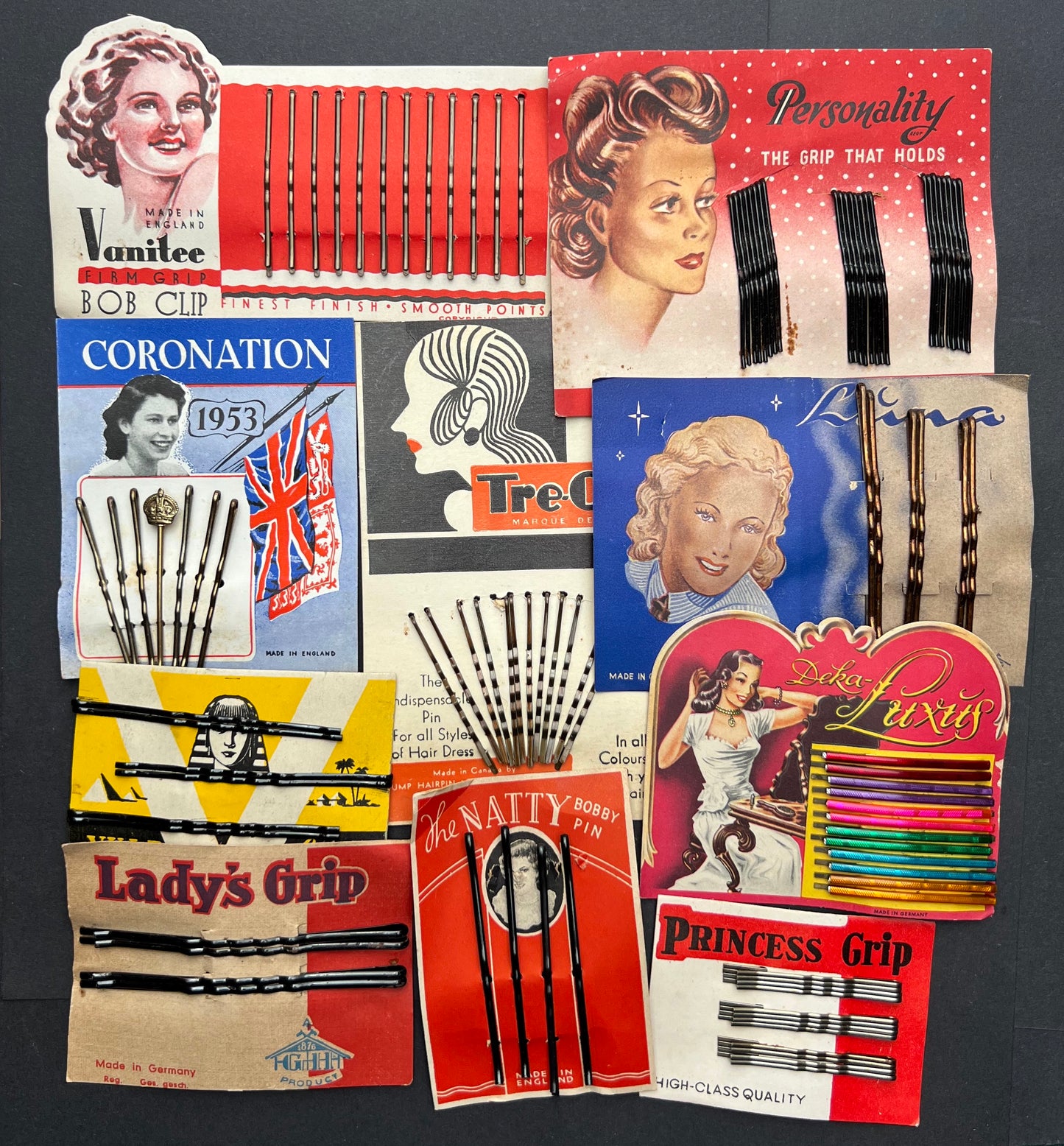 10 Vintage Hair Pin Display Cards