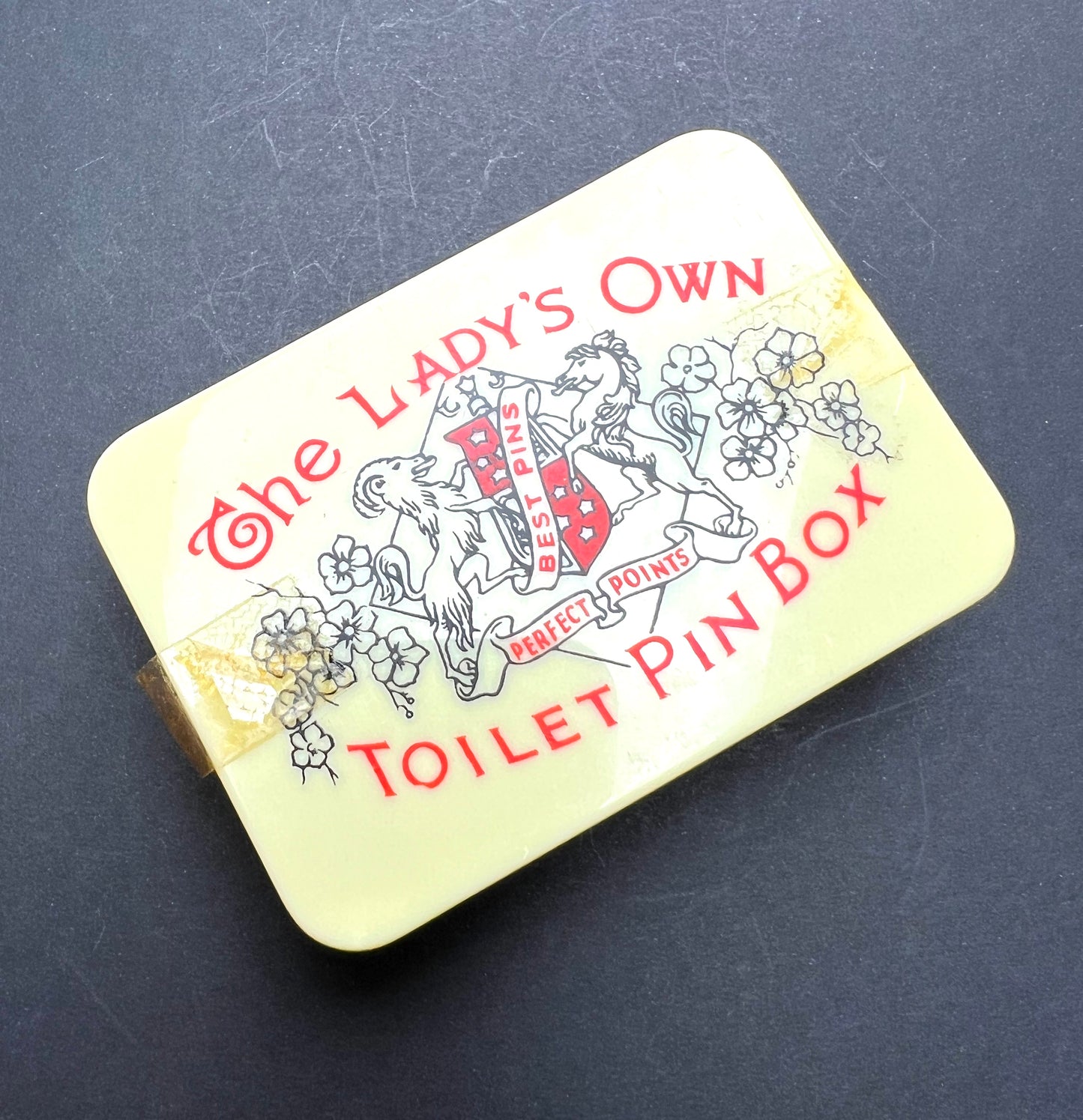 Rather Fetching.. The Lady's Own Toilet Pin Box - chip on base