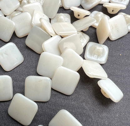 Wholesale 1 Gross (144) of Vintage 1cm Square White Glass Buttons.