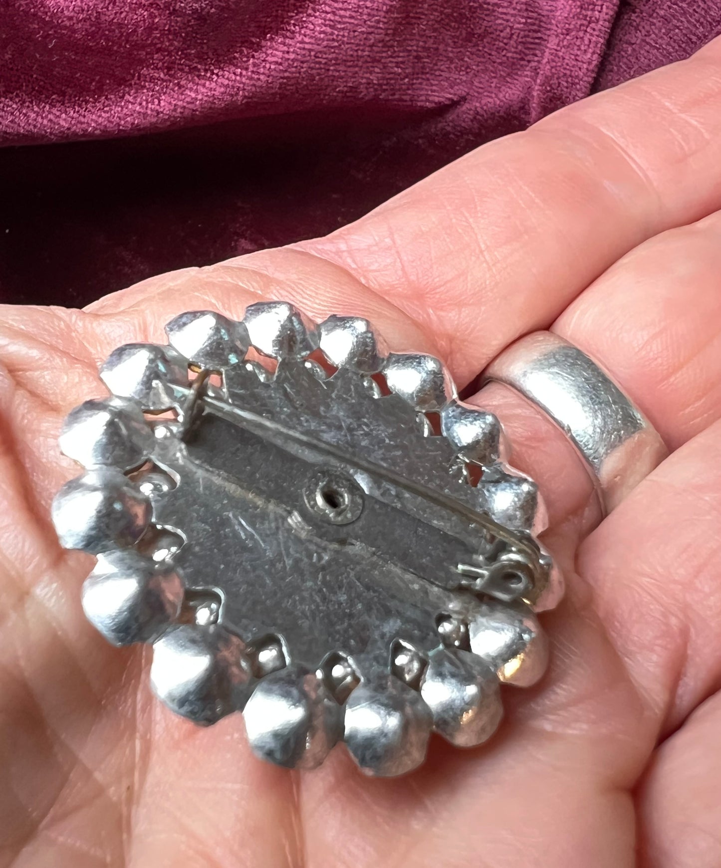 Shiny Sparkly Black Glass and Crystal Vintage Brooch