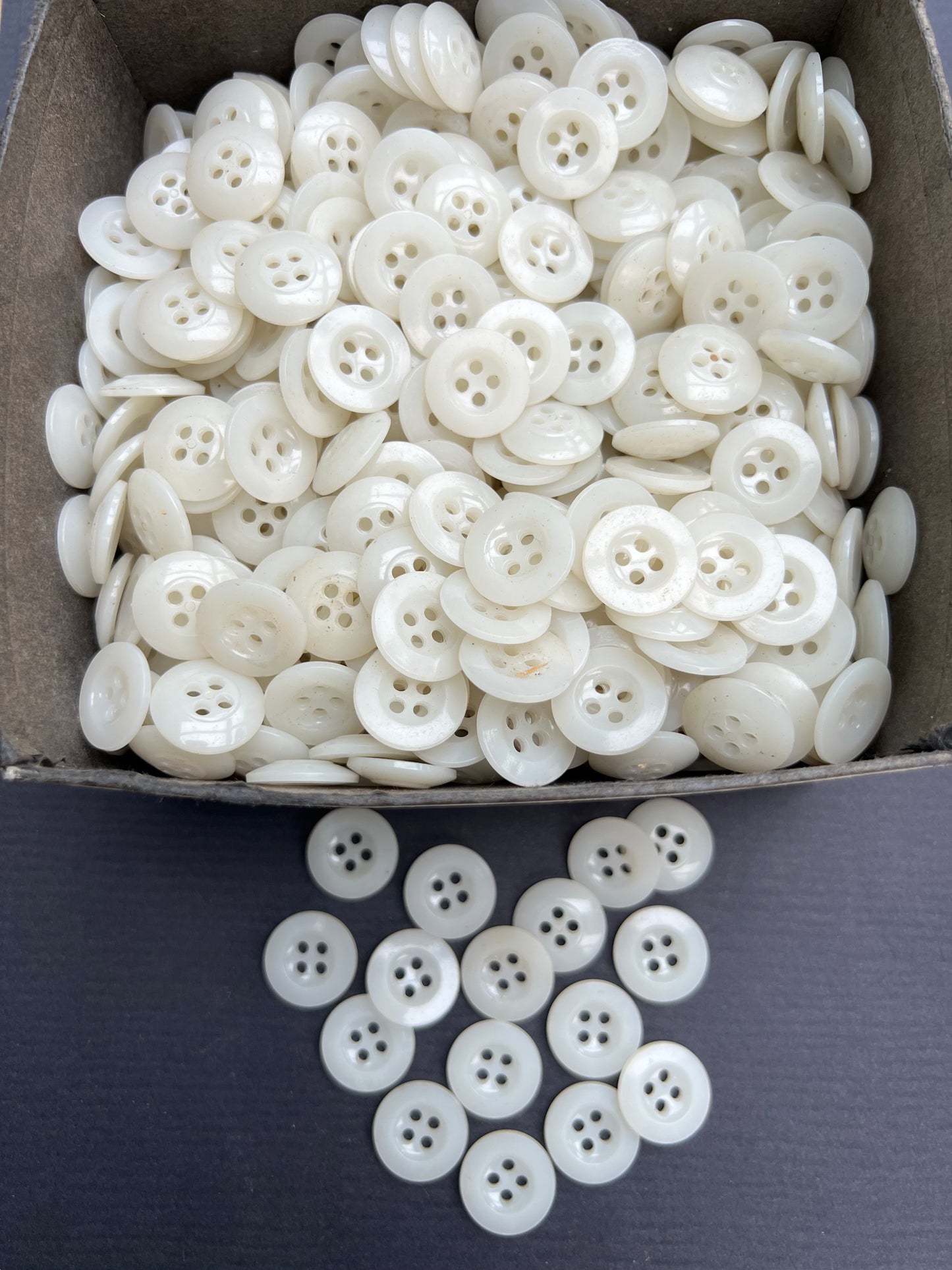 Job Lot of 750 Vintage White Buttons 1.7cm wide.