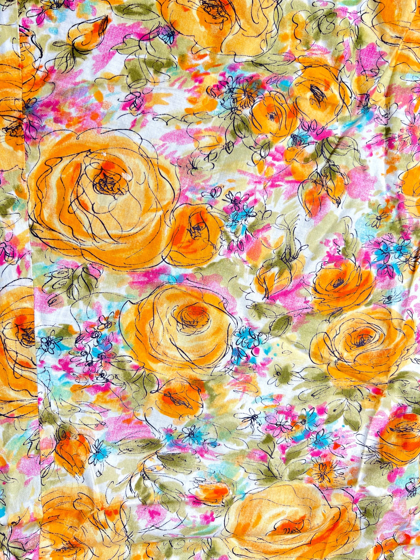 32" wide and 26" long Vintage cotton Floral Fabric