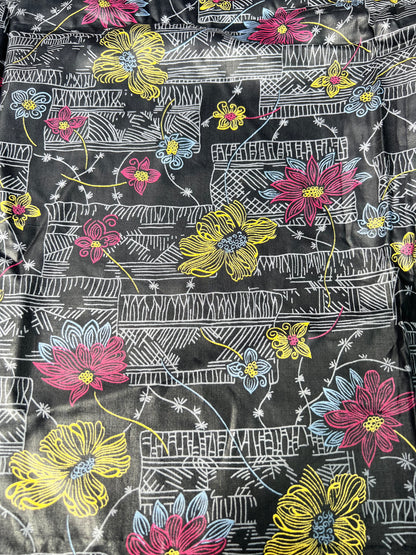 Generous 36" x 102" Piece of Mid Century Atomic Era Print Shiny Fluid Fabric