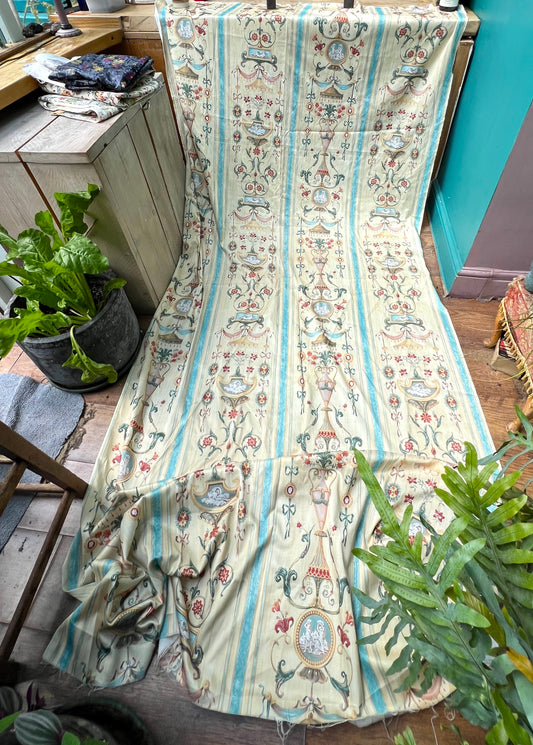 Large 58" x 129" Vintage Designer Neoclassical Arabesque Panel Heavy Sateen