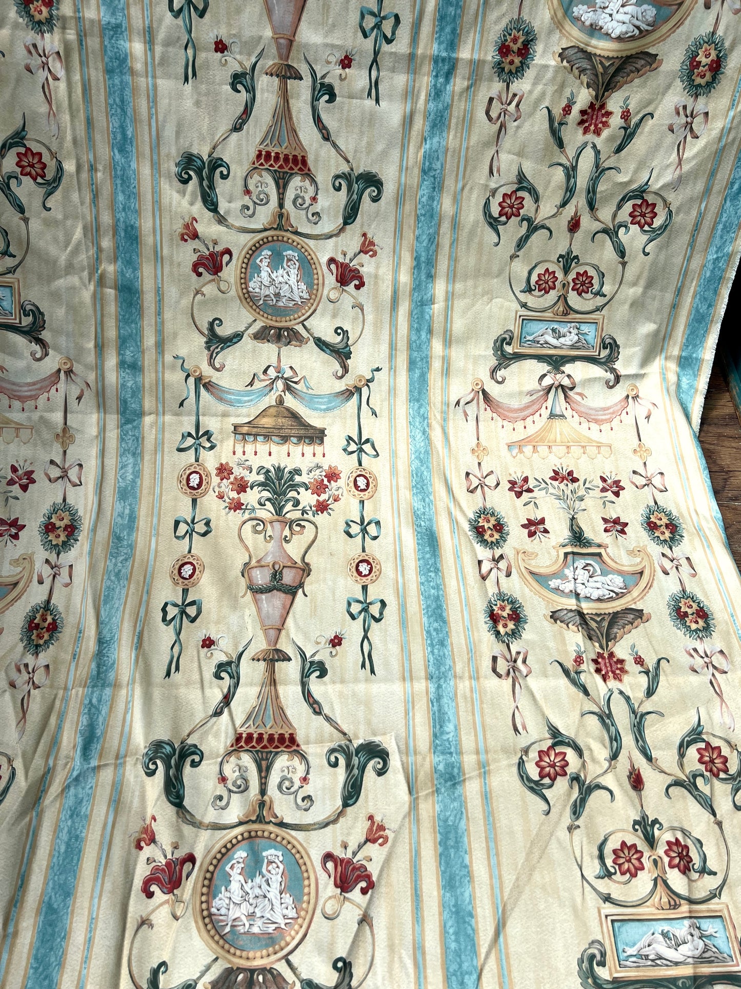 Large 58" x 129" Vintage Designer Neoclassical Arabesque Panel Heavy Sateen