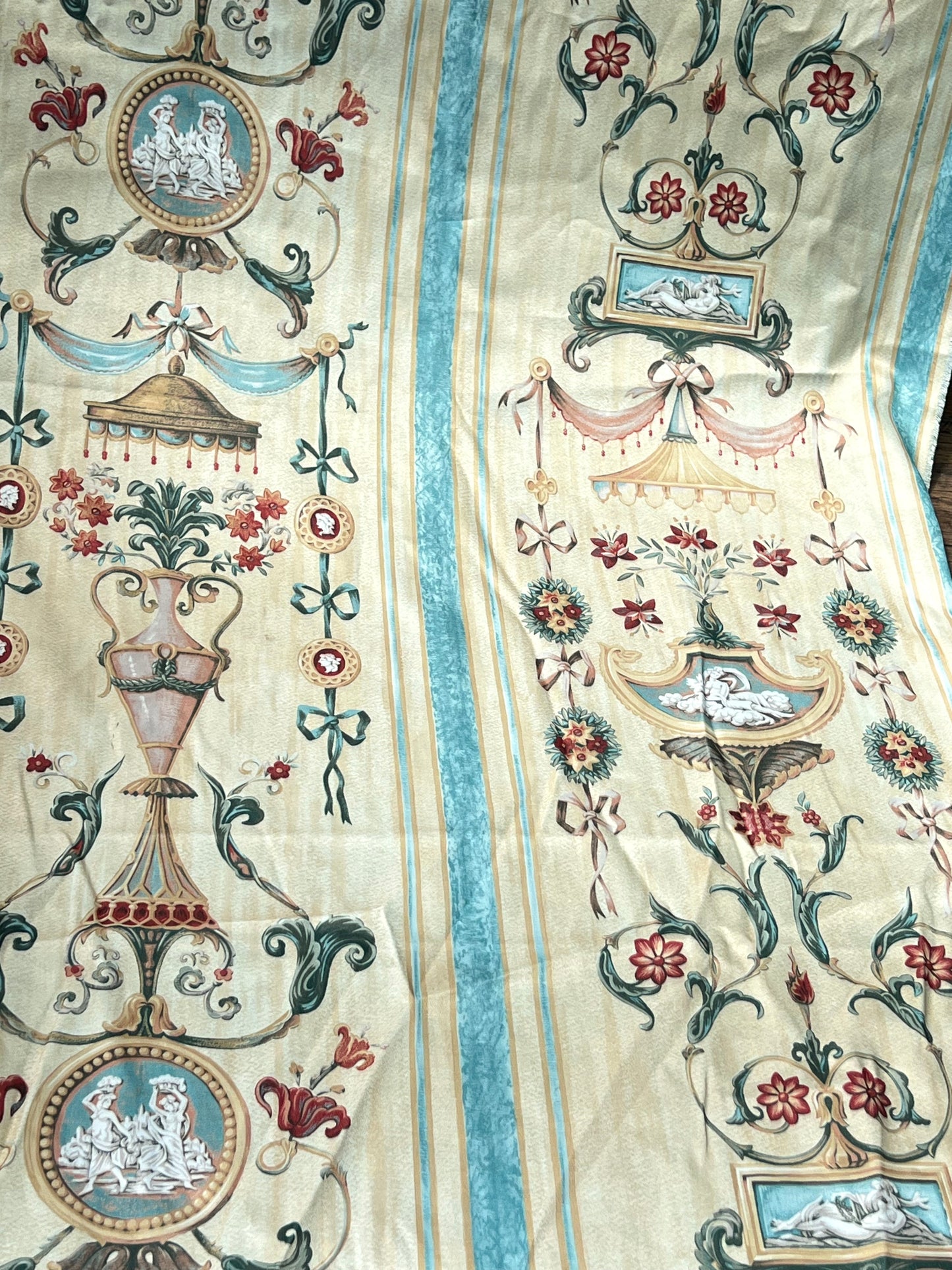 Large 58" x 129" Vintage Designer Neoclassical Arabesque Panel Heavy Sateen