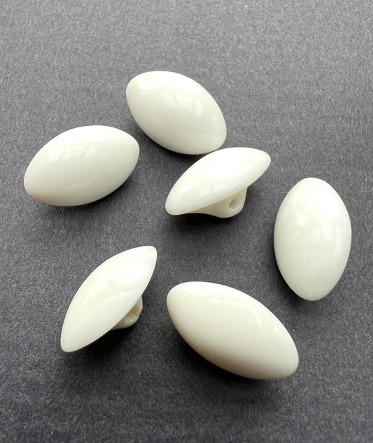 6 or 12 Vintage Glass Elliptical Buttons 1.7cm x 1cm