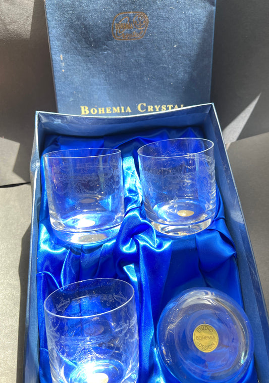 Pimp Your Breakfast with 4 Bohemia Crystal "Queen's Lace" Design Tumblers