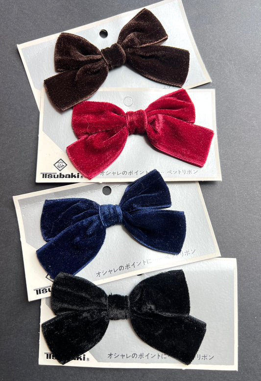 Vintage Velvet Bow Hair Clip - Choice of Colours - Made in Japan