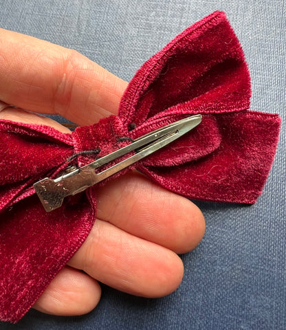 Vintage Velvet Bow Hair Clip - Choice of Colours - Made in Japan