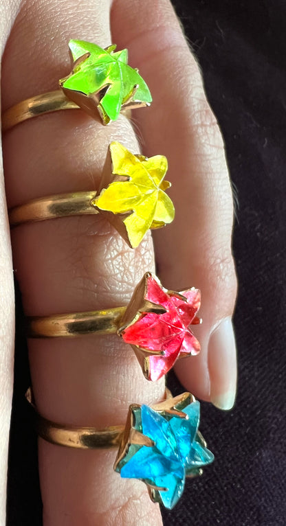 4 Happy Vintage Adjustable Neon Star Rings