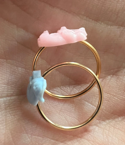 7 Tiny Vintage Childrens Animal Rings
