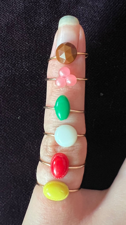 6 Tiny Vintage Childrens  Rings