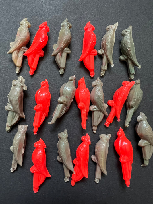 20 Vintage Plastic Parrots on Perches