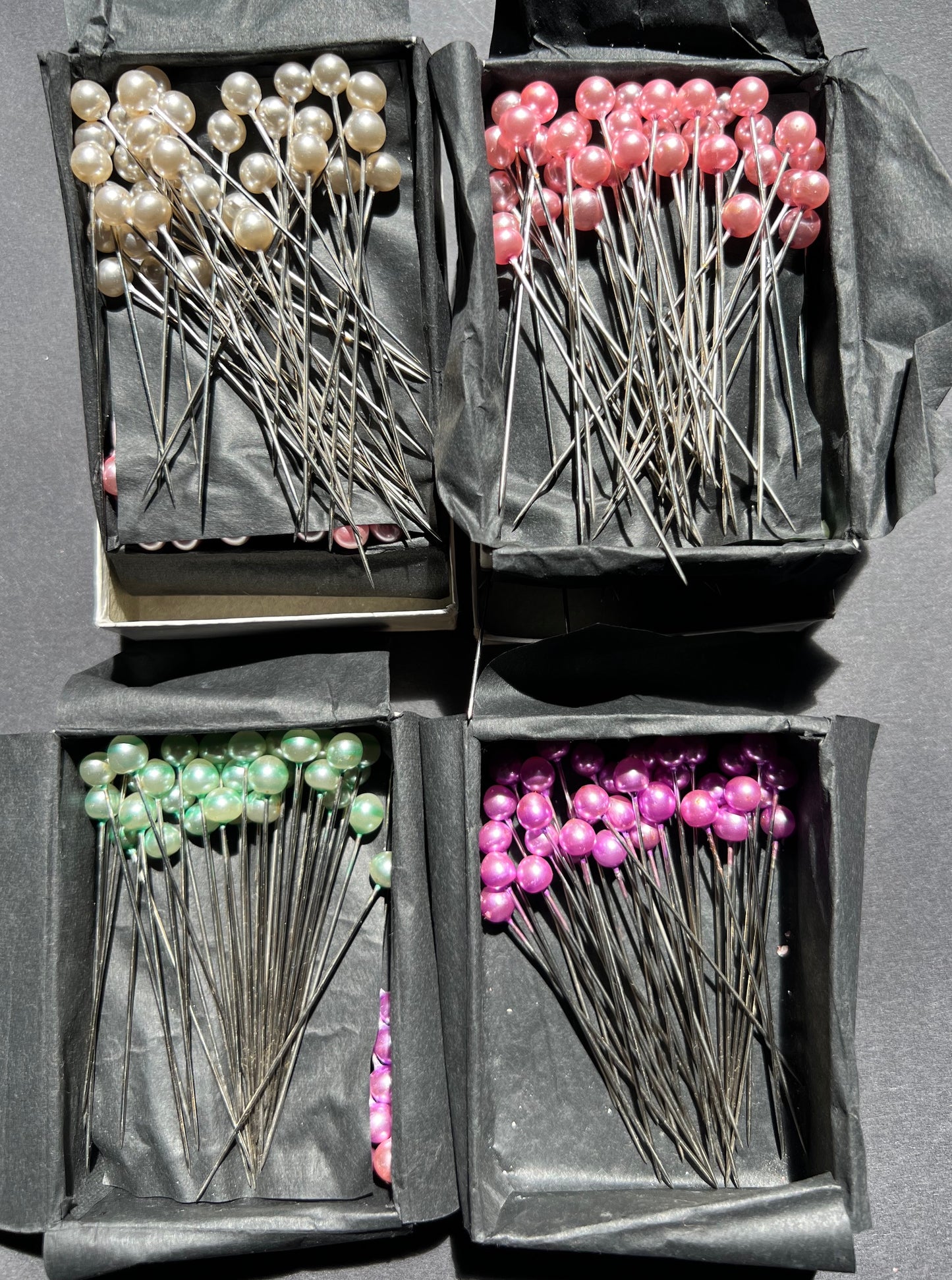 Lovely Boxes of 1940s Pearl Head Pins Made in Japan