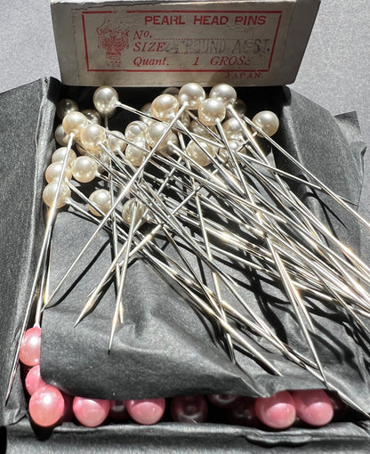 Lovely Boxes of 1940s Pearl Head Pins Made in Japan