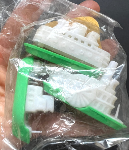 A Packet of 3 Vintage Plastic Steamboat Toys Hong Kong Salesman's Sample