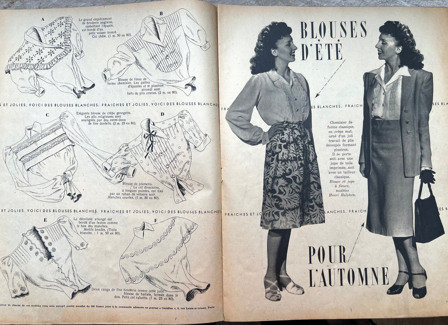 23rd July 1947 CLAUDINE French Women's Magazine