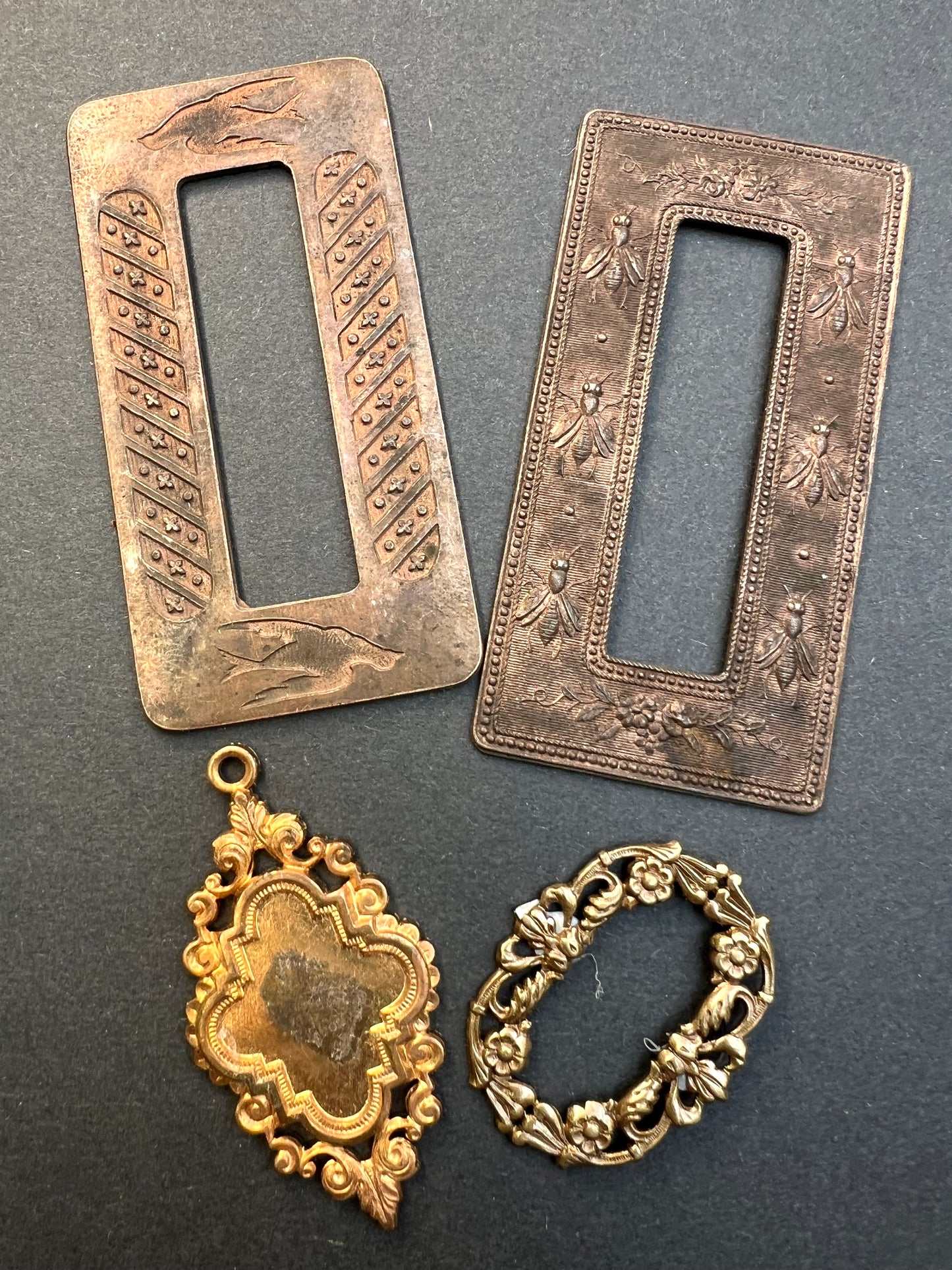 4 Vintage French Brass Frames