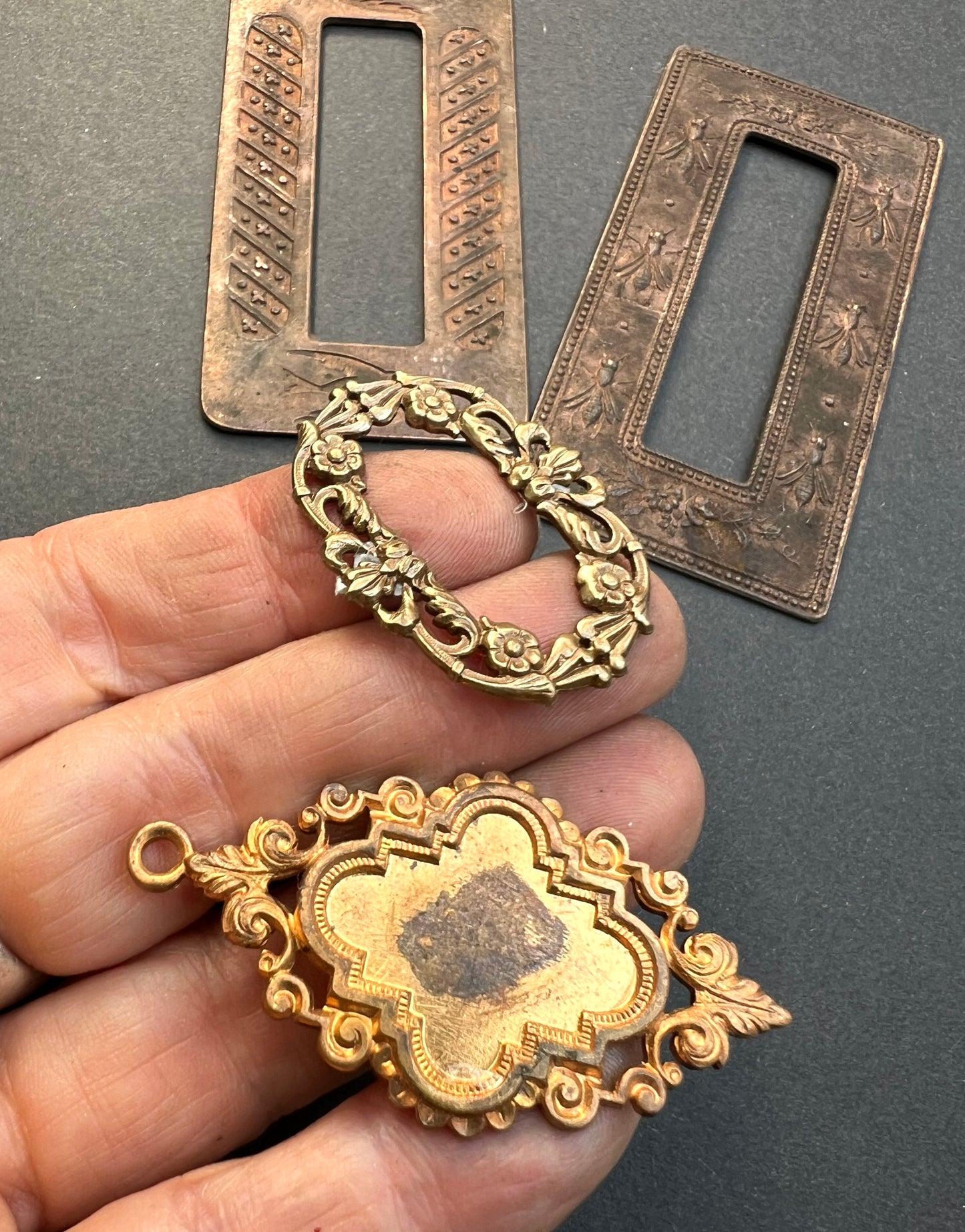 4 Vintage French Brass Frames