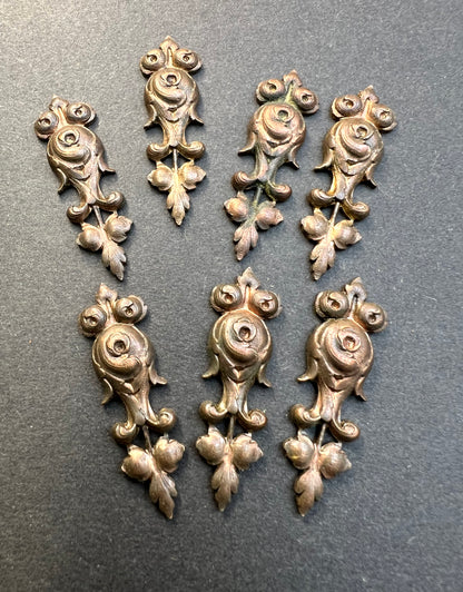 7 Early 20th Century French Decorative Brass 3.5cm Stampings