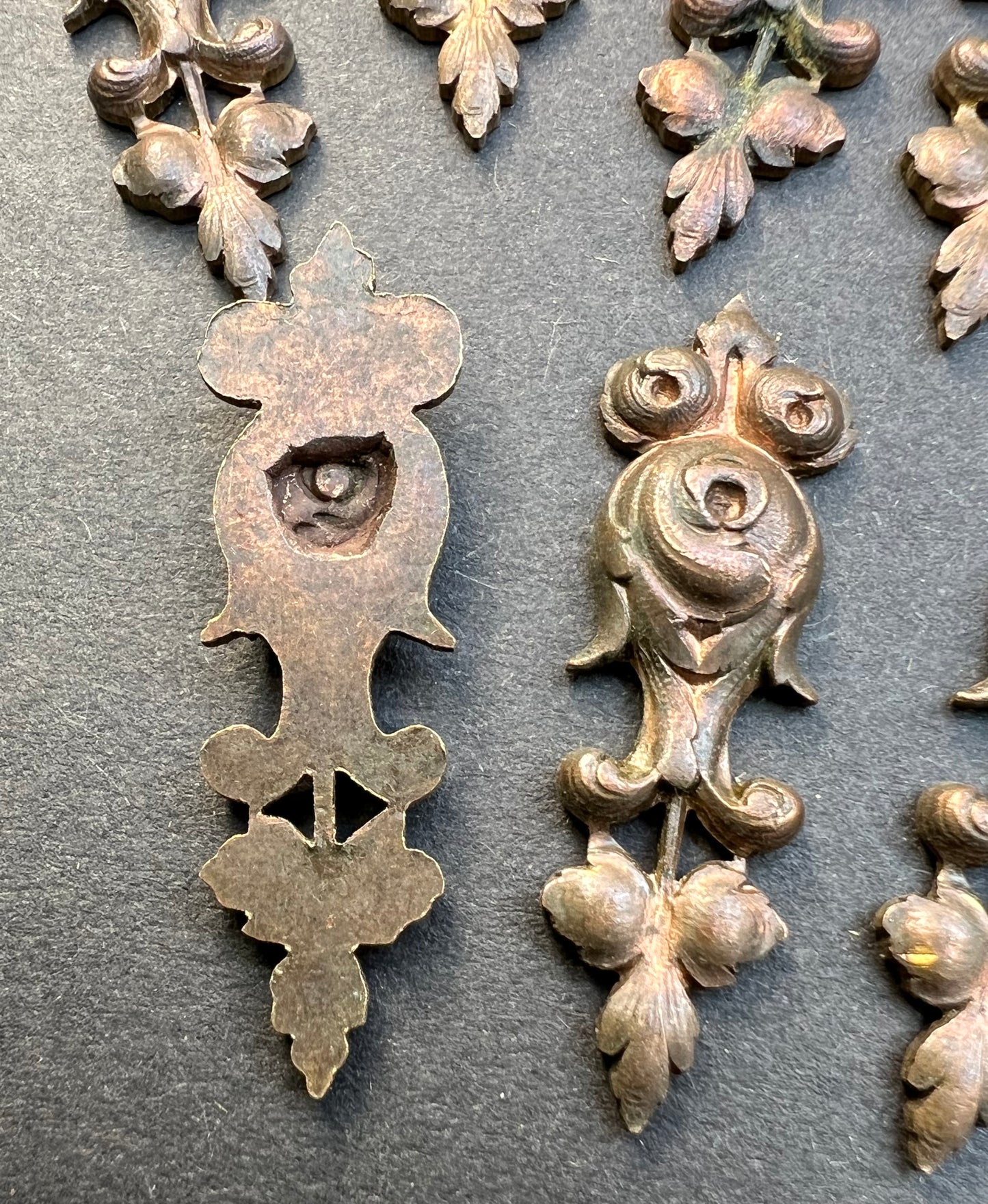 7 Early 20th Century French Decorative Brass 3.5cm Stampings