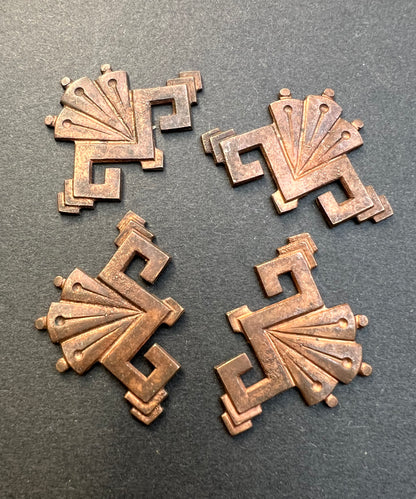 4 Very Deco 1920s French Decorative Brass Stampings