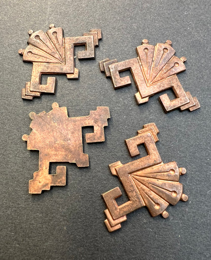 4 Very Deco 1920s French Decorative Brass Stampings