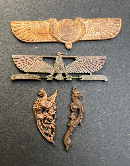 4  1920s French Brass Stampings of Mythical Creatures