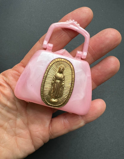6cm Handbag shaped Rosary Bead Holder... with Our Lady on the Front