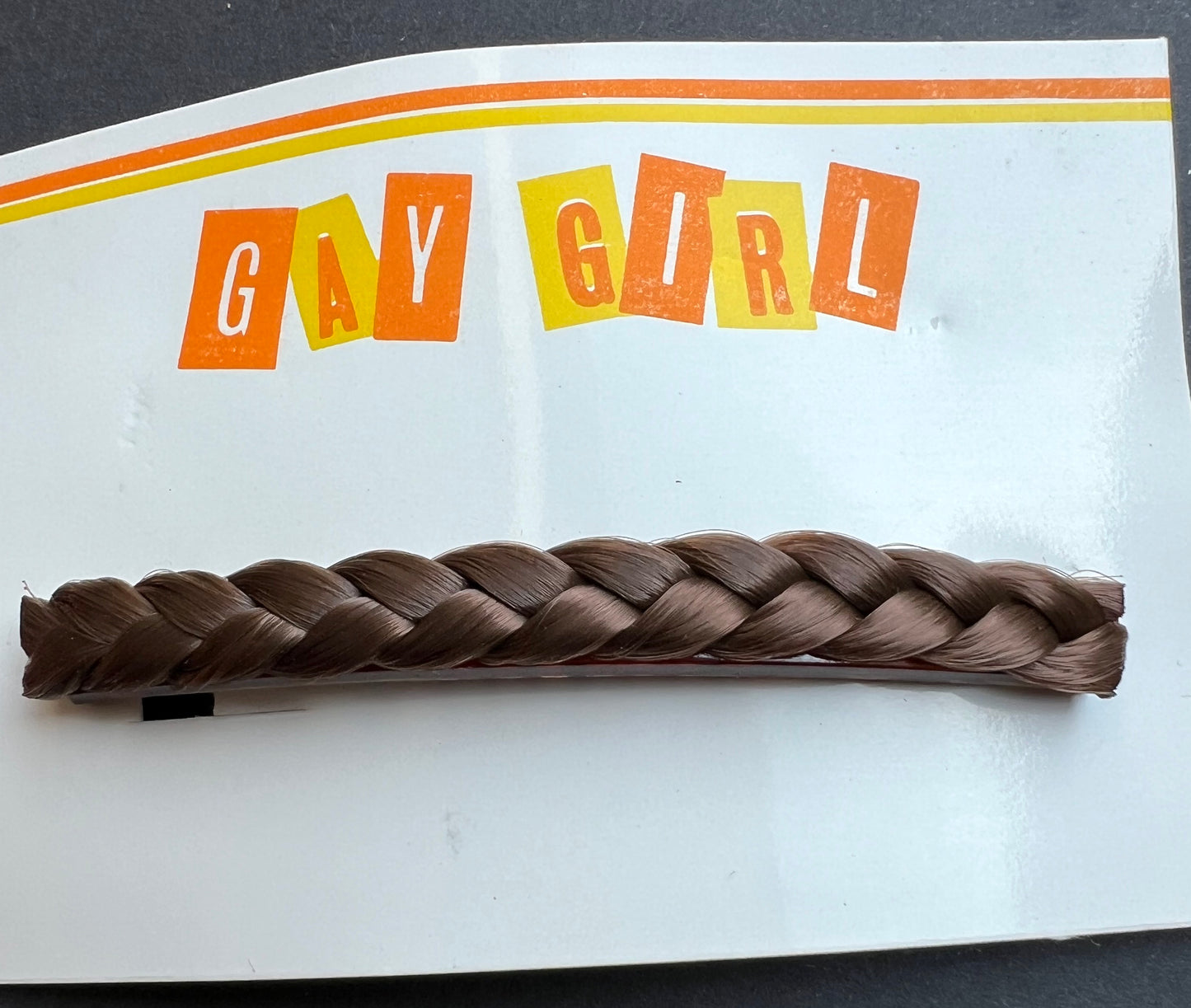 Vintage GAY GIRL Faux Hair Plait Hair Clip