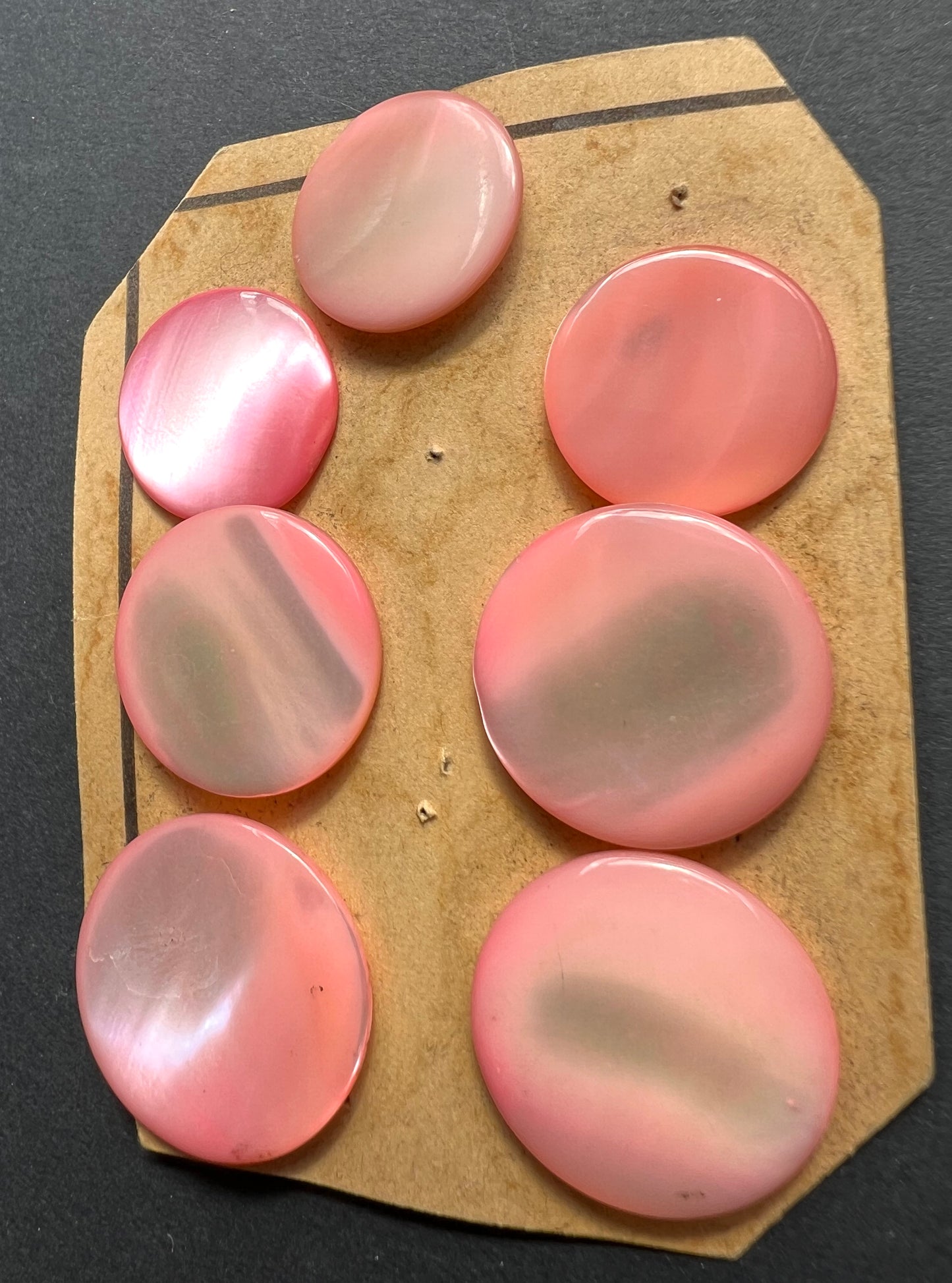7 Vintage Pink Dyed Mother of Pearl Buttons