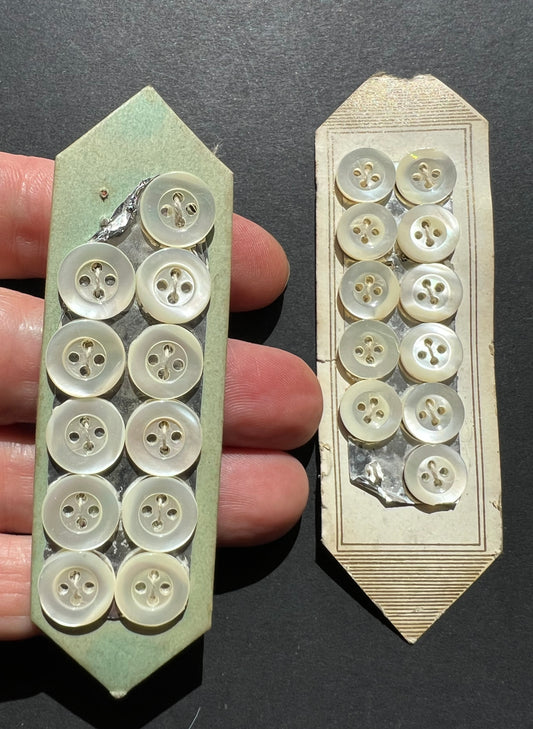 22 Vintage Hand Cut Shimmery 1cm Mother of Pearl Buttons