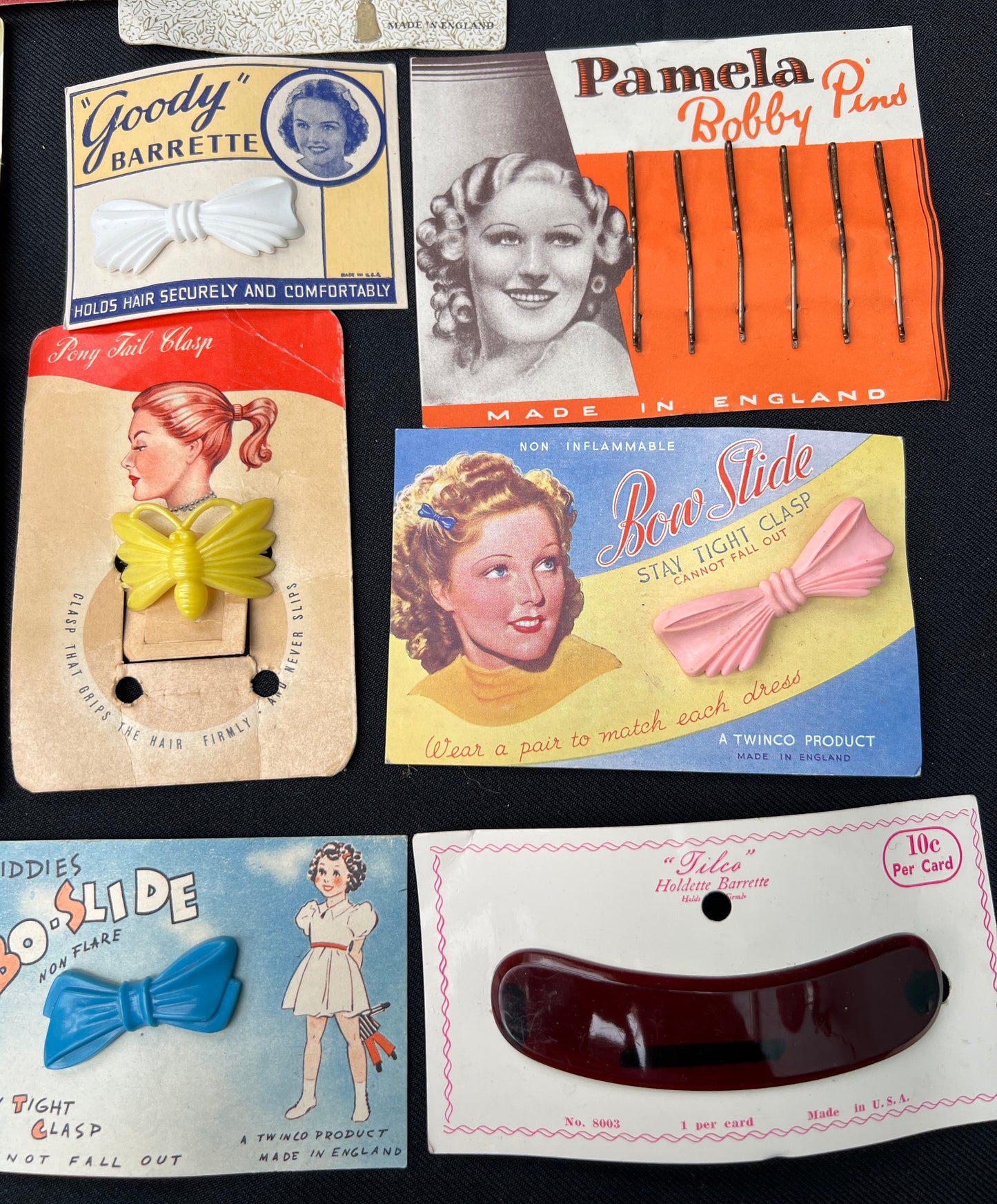 Job Lot of 20 Vintage Hair Accessories on  Display Cards