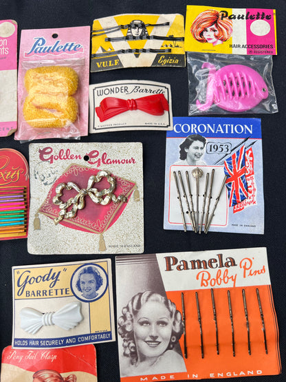 Job Lot of 20 Vintage Hair Accessories on  Display Cards